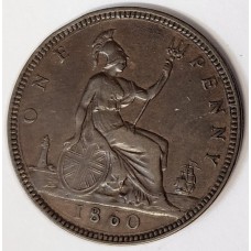 GREAT BRITAIN UK 1860 . PENNY . VARIETY . PROOF . SPECTACULAR MARKS